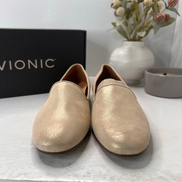 Vionic Willa II Slip-on Leather Slip On Flat Metallic Gold Women's 9.5M - Picture 2 of 10